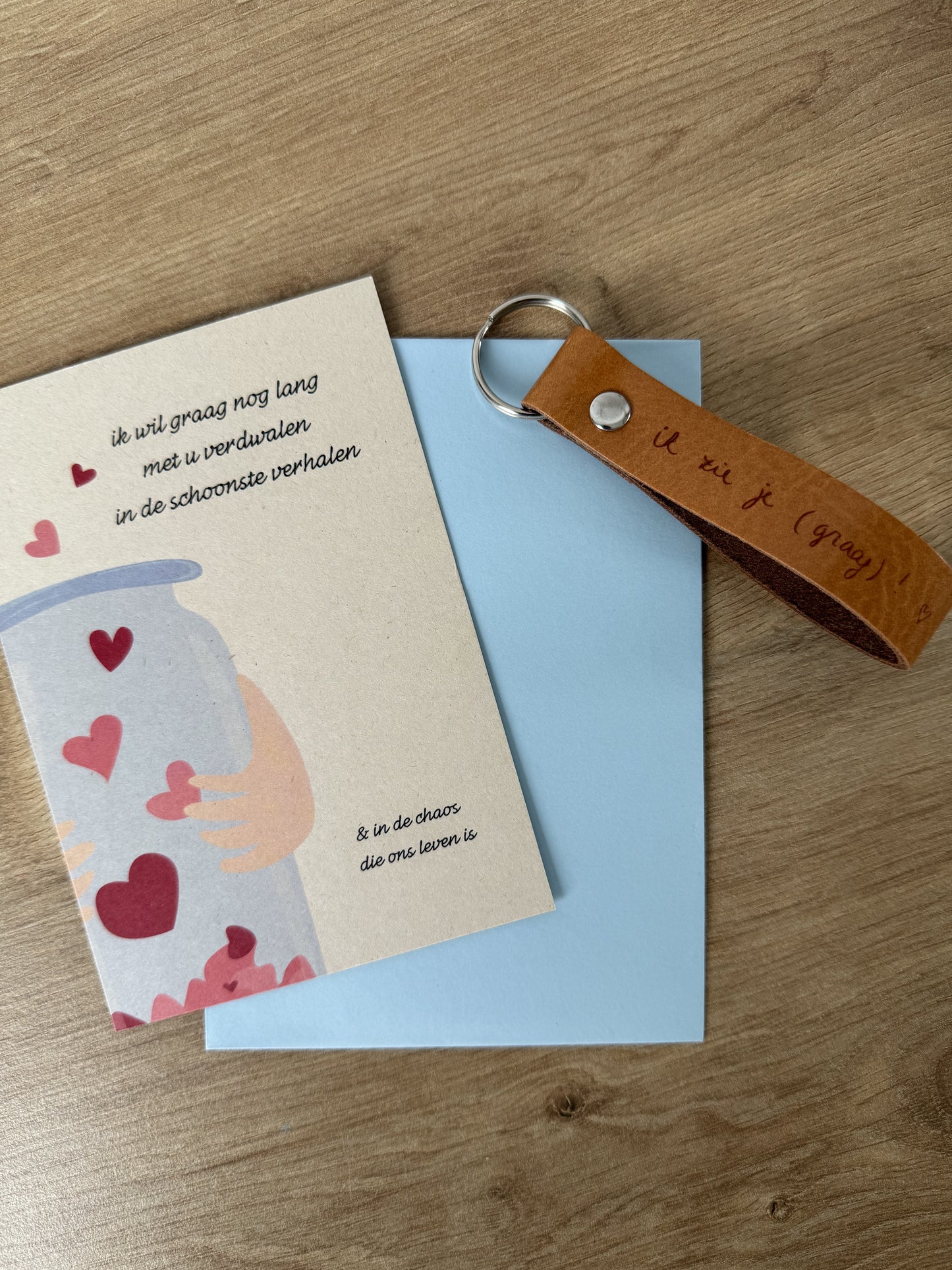 Sleutelhanger "ik zie je (graag)" + kaartje